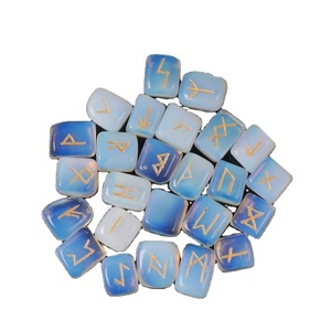 หินโอปอลแกะสลัก25ชิ้นสำหรับผู้สูงอายุ Futhark Rune แกะสลักด้วยมือหินโอปอลสำหรับการรักษาจักระวัดความสมดุลของหินฮวงจุ้ยคริสตัล - Product Image 1