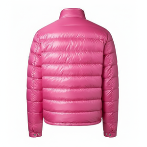 <b>Pink</b> Unisex Puffer <b>Jacket</b> with Stand Collar Zipper Closure Windproof Polyester Wadding Winter Casual Coat for Men and Women Wear - Product Image 3