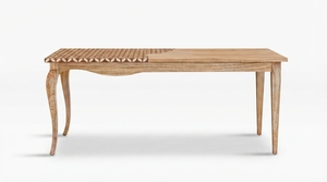 Ensemble de table à manger en bois massif moderne avec finition naturelle et design incrusté pour les salles à manger à domicile et dans les hôtels - Product Image 2