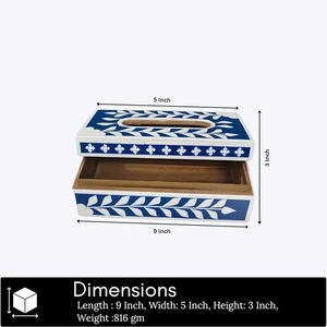 Porte-boîte à mouchoirs décoratif en os incrusté pour salon - Product Image 3