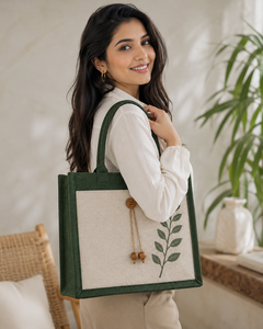 AMANI Eco-friendly Laminated Jute <b>Canvas</b> <b>Beach</b> Tote Bag with Rope Handle for Exhibition & Wedding Use - Product Image 1
