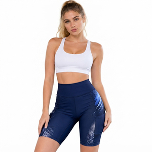 Shorts de yoga imprimés taille haute pour femmes, tenue de sport, coupe ajustée, séchage rapide, en polyester, collants courts pour femmes - Product Image 2