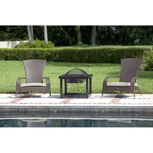 Mesa de Leña Cuadrada 2 en 1 de 28 Pulgadas con Pantalla Antichispas de Malla y Tapa para Patio Exterior, Jardín y Terraza - Product Image 3