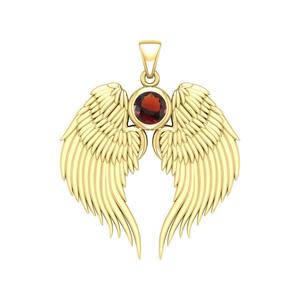 Peridot Quartz Guardian Angel Wing Birthstone Pendant Gold Plated with Round Crystal 3 cm Celestial Charm <b>Necklace</b> Birthstone - Product Image 6