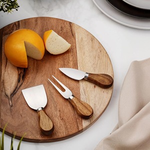 Wood Handle Cheese Knife <b>Set</b> <b>Mirror</b> Polish Stainless Steel Minimalist Design Dishwasher Safe Party Serving Utensils - Product Image 5
