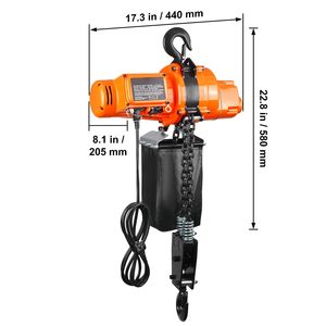Polipasto Eléctrico Monofásico de 120V, Capacidad de Carga de 2200 Libras, Velocidad de 6.9 Pies/min, Altura de Elevación de 20 Pies, Cadena para Grúa Aérea de 328 Pies - Product Image 5