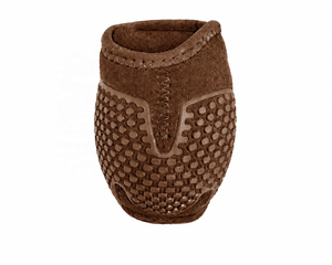 Brown Neoprene Nylon Mesh Horse Splint Boots with Adjustable Straps and <b>Hex</b> Grip Sole for Equestrian Use and Riding - Product Image 1