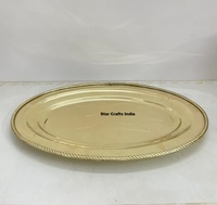 Assiette de Présentation Moderne en Métal Doré, Napperon Perlé, Plateau de Service pour Dîner, Décoration de Table Mariage Noël, Écologique