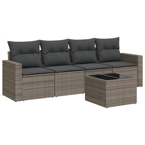 Conjunto de Sofá de Jardín Gris de Ratán para 4 Personas, Muebles de Exterior Resistentes a la Intemperie, Diseño Contemporáneo - Product Image 4