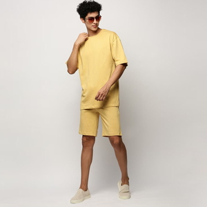 Ensemble d'été Performance : T-shirt court en coton et polyester extensible, doux, respirant, séchage rapide, style urbain, personnalisable OEM, marque privée - Product Image 5