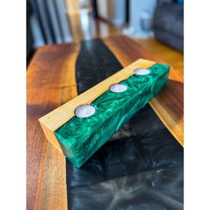 Support de bougie carré en bois et résine, marbré, pour bougie chauffe-plat, pot à bougie de table, décoration d'intérieur, ornement pour mariage et fête - Product Image 3