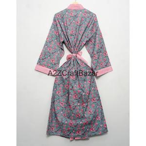Robe Kimono 100% Coton pour Femme, Taille Unique, avec Bande Frontale, Doublure Intégrée, Élégante et Romantique, Vêtement de Nuit - Product Image 5
