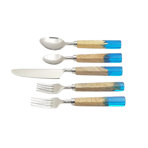 Ensemble de couverts de luxe en métal et résine, cuillère, fourchette et couteau en acier inoxydable au meilleur prix - Product Image 2