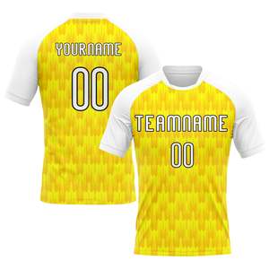 Uniforme de volley-ball pour hommes, personnalisé avec le logo de l'équipe, jaune et blanc, sublimé, nom de l'équipe, numéro du joueur, unisexe, adulte - Product Image 2