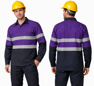 Camisa de Trabajo de Seguridad Reflectante de Manga Larga, Uniforme Industrial de Construcción, Protección Resistente, Algodón Antiestático y Transpirable - Product Image 4