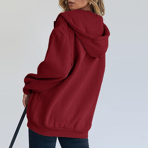 Zipper Style Fashion Wear Women Autumn Winter Solid Color Fleece Breathable Front Zipper Hoodies New Arrival Long Sleeve - Product Image 2