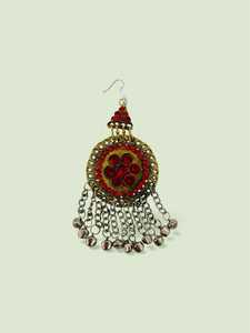 Traditional Afghan Kuchi Ring With Raised Glass Stone And Filigree Border For Ethnic Tribal Finger Jewelry And Nomadic - Product Image 2