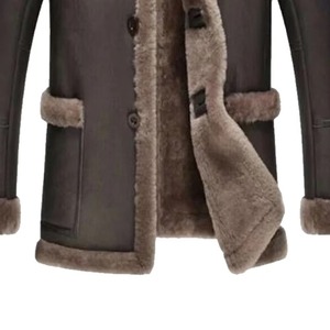 Chaqueta de Invierno para Hombre, Larga y Cálida, de Piel de Oveja, con Capucha y Ribete de Piel, Tejido de Lana, Servicio OEM, Acabado Impermeable y Transpirable - Product Image 3