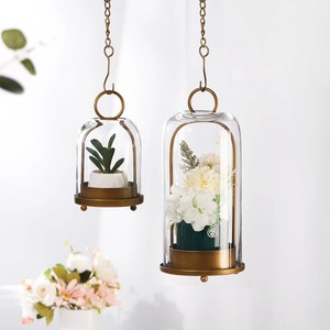 Round Glass Lantern With Brass Frame Heat Resistant <b>Candle</b> Holder For Home Decoration Empty Design - Product Image 6