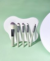 Ensemble de cinq pinceaux de maquillage pour les yeux, pinceaux de dégradé et de poudre avec étui de rangement portable