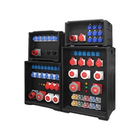 Caja de Distribución de Energía Portátil Negra para Uso en Escenarios, Resistente a la Intemperie IP65, Doble Voltaje (Monofásico/Trifásico) Integrada