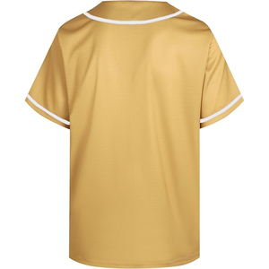 Maillot de baseball premium doré avec détails de passepoil blanc, personnalisable, pour les matchs et événements de championnat - Product Image 2