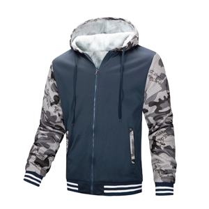 Mezcla de algodón/poliéster Hombres Casual Invierno Patrón sólido Fleece Transpirable Sudaderas con capucha Frente Impresión digital Sudaderas OEM - Product Image 1