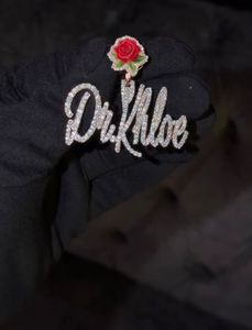Pendentif personnalisé avec nom en écriture cursive, or massif 10 carats, diamant rouge rose cultivé en laboratoire, collier hip-hop glacé, cadeau de mariage ou de fiançailles - Product Image 2