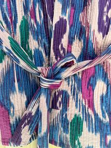 Bata Kimono con Estampado de Dibujos Animados para Mujer, Suave y Transpirable, 100% Algodón, Camisón de Verano Hecho a Mano, Cuello en V, Cintura Elástica, Largo hasta la Rodilla/Completamente Largo - Product Image 2