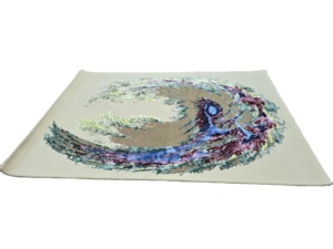 Alfombra de lana con mechones a mano de lujo, pila cortada, moderna, abstracta, texturizada, para sala de estar, dormitorio, alta calidad, 1 pieza, lavable para mascotas - Product Image 3