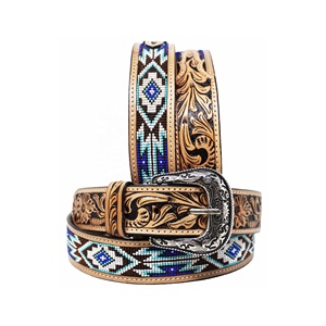 Hecho a mano 1,5 "con cuentas de lujo estilo occidental cinturón vaca ocultar grano completo Premium de Argentina opciones personalizables hebilla de cobre - Product Image 1