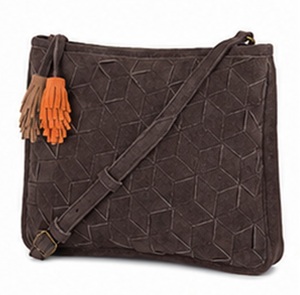 Sac bandoulière Gravs en cuir suédé de qualité supérieure pour femme, style vintage, mode estivale, avec pompon, motif géométrique, sac messager de créateur, fermeture éclair réglable - Product Image 2