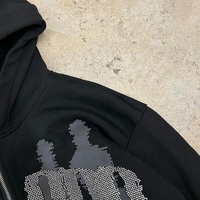 Conjunto Deportivo de 2 Piezas con Estampado Gráfico para Hombre, Sudadera con Capucha y Cremallera con Pedrería, Pantalones Deportivos Acampanados y Conjunto de Jogger para Hombre y Mujer