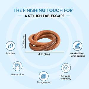 Wooden Napkin Rings <b>Set</b> of 12 Handmade Mango Wood Napkin Holders <b>Rustic</b> Serviette Rings for <b>Dining</b> <b>Table</b> Wedding Holiday Decor - Product Image 5