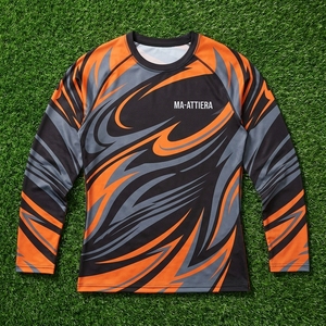 เสื้อคอมเพรสชั่นผู้ชายสีส้มดำแขนยาวพิมพ์ลายกราฟิกสำหรับออกกำลังกาย วิ่ง เทรนนิ่ง ชุดกีฬา เสื้อประสิทธิภาพสูง - Product Image 5