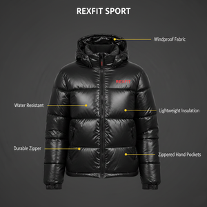 Veste matelassée en duvet RexFit Sports Premium, hiver, logo personnalisé brodé, homme/femme, OEM ODM - Product Image 5