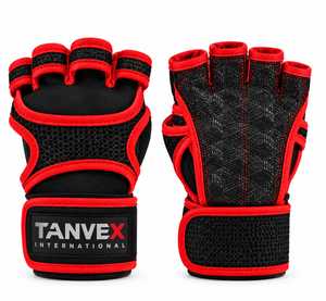 Half <b>Finger</b> PU Material Gym Gloves Mesh Breathable Non-Slip Adjustable Wrist <b>Strap</b> Unisex Weight Lifting Fitness Gloves - Product Image 2