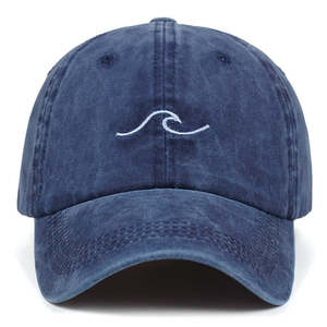 Customizable Vintage Washed Baseball Cap Unisex Wave Embroidered Cotton <b>Dad</b> <b>Hat</b> Adjustable Curved Brim Outdoor Wholesale - Product Image 2