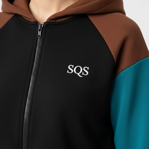 Premium Women's 450 GSM Cotton Fleece Cropped Zip Hoodie & Shorts Set with SQS Logo - Product Image 5