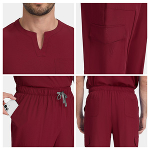 Tenues d'infirmière pour hommes, grande taille, en polyester tissé, couleur unie, lavables à la main, pour usage hospitalier, ensembles d'uniformes - Product Image 5