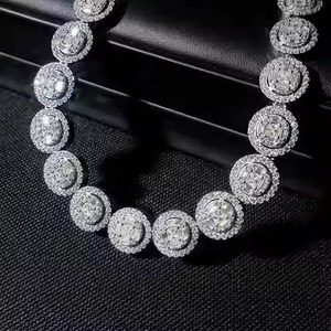 สร้อยคอแบบ Cuban Link ชุบเพชร ได้รับการรับรองจาก IGI เครื่องประดับฮิปฮอปสุดหรูสำหรับทุกเพศ สีเงิน/ทอง หนา ผลิตจากอินเดีย - Product Image 2