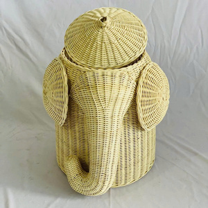 Actual photos from the workshop - Woven rattan toy storage basket for children, <b>elephant</b> shape, children's room <b>decoration</b>. - Product Image 1