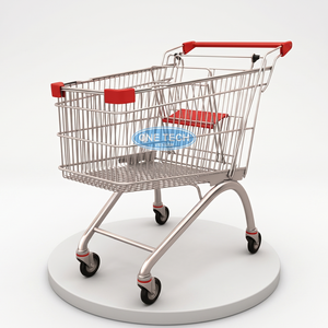 Carritos de compras ecológicos y resistentes al óxido de 60L - 180L, fabricados en Vietnam por One Tech, con revestimiento de polvo en malla, en azul y rojo. - Product Image 1