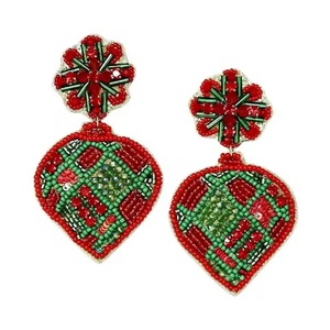 CRYSTAL CRAFT Handmade Classic <b>Red</b> Beaded Drop Earrings <b>Sequin</b> Embroidery Women's Fashion Jewelry Party Wear Gifts Seed Indian - Product Image 5