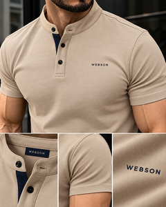Polo à manches courtes blanc pour homme Webson, en coton tricoté, couleur unie, boutons sur le devant, style décontracté chic, prix de gros, personnalisable - Product Image 2