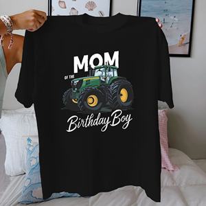 Tractor MOM Birthday Boy Camiseta cómoda de algodón puro para mujer - Product Image 2