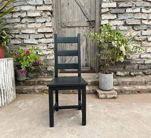 Chaise de salle à manger YUSHAN en bois massif noir avec dossier en échelle, pieds en bois, design moderne, non pliable, mobilier de maison - Product Image 1
