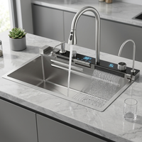 Évier de cuisine multifonctionnel intelligent à affichage numérique, en acier inoxydable 304, fait main, pour cuisine moderne