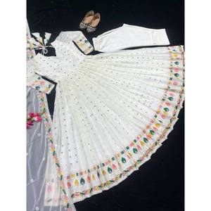 Vestido y pantalón de diseñador Anarkali con ropa india y paquistaní de nuevo estilo elegante Dupatta - Product Image 5