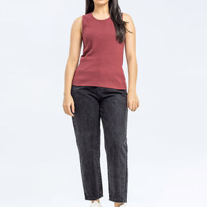 Top sin mangas con cuello redondo, informal, corto, estampado/servicio OEM disponible, camisetas personalizables, top corto deportivo para mujer - Product Image 1